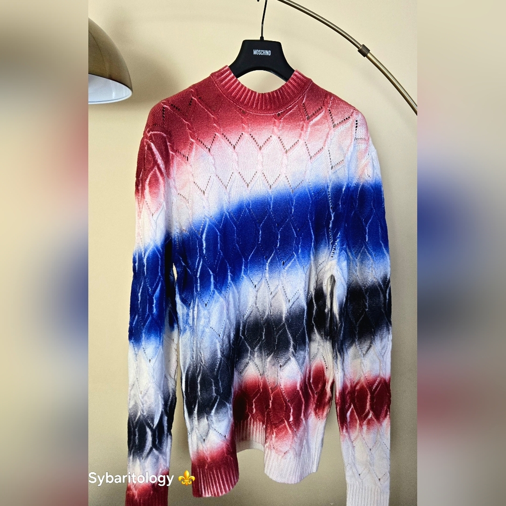 NWT DANIELE FIESOLI Cashmere/Wool Tie-Dye Cable Knit Sweater Size:XXL ITALY